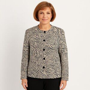 Vintage Leslie Fay Zebra Blazer 16WP Women's Petite Animal Print 90s Jacket